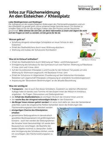  FAQ Zum Flächenwidmungsplan An den Eisteichen/ Khleslplatz