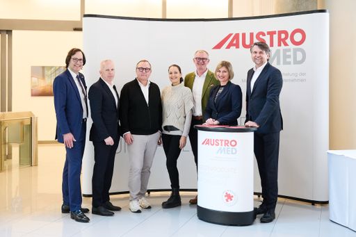  AUSTROMED-Frühjahrsgespräche im Zeichen der Innovation: Mag.
Philipp Lindinger, DI Dr. Joachim Bogner, Karl-Heinz Land, Ing. Mag.
(FH) Christine Stadler-Häbich, Gerald Gschlössl, Mag. (FH) Lena
Sattelberger, Peter Lehner (v.l.n.r.).