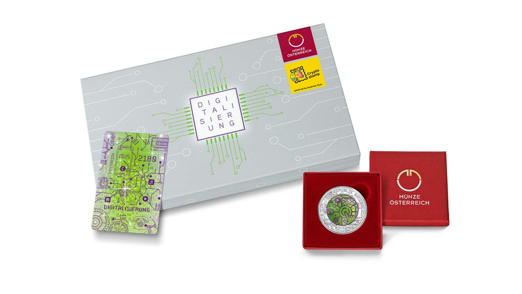 Mint Austria and Austrian Post present silver-niob coin and crypto stamp “Digitization”