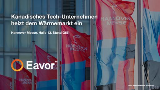 Eavor wird auf der Hannover Messe präsentieren - Stand G65, Halle
13. // Weiterer Text über ots und www.presseportal.de/nr/169126 /
Die Verwendung dieses Bildes für redaktionelle Zwecke ist unter
Beachtung aller mitgeteilten Nutzungsbedingungen zulässig und dann
auch honorarfrei. Veröffentlichung ausschließlich mit
Bildrechte-Hinweis.