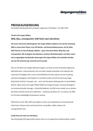 Vorschau Bild von 20 Jahre Die Jungen Wilden - Wild, blau, unvergesslich: DJW feiert zwei Jahrzehnte