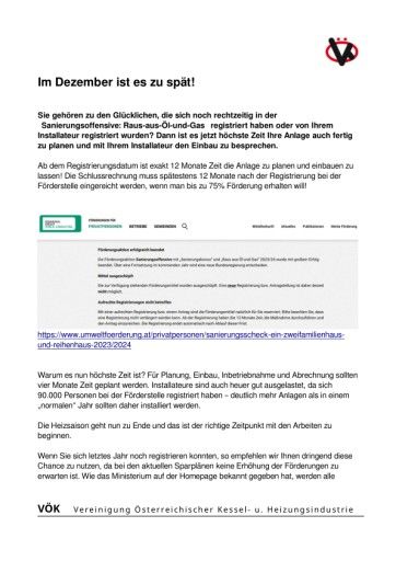  Sie gehören zu den Glücklichen, die sich noch rechtzeitig in der “Sanierungsoffensive: Raus-aus-Öl-und-Gas” registriert haben oder von Ihrem Installateur registriert wurden? Dann ist es jetzt höchste Zeit Ihre Anlage auch fertig zu planen und mit Ihrem Installateur den Einbau zu besprechen.