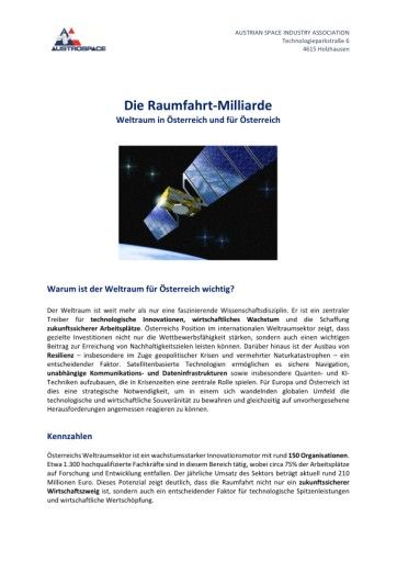  Austrospace Forderung zur Ministerratskonferenz 2025