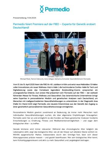 Vorschau Bild von Presseinfo Permedio auf der Fibo 2025