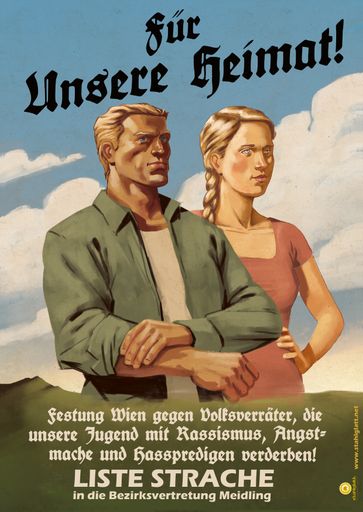 Vorschau Bild von Wien ist eine der lebenswertesten und sichersten Städte der Welt,
Meidling ist ein alter, historisch gewachsener Bezirk mit
zahlreichen wunderbaren Plätzen, wo sich kein Mensch fürchten muss.
Ohne Grund wird Angst erzeugt und mit rassistischen Botschaften Hass
gesät. Die Liste Strache will Meidling vor den Wien-Rettern retten,
die keine Probleme lösen, sondern auf Kosten von Zuwanderern Neid,
Angst und Zwietracht innerhalb unseres Volkes säen!