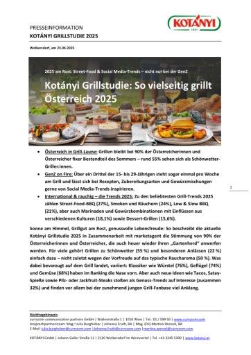 Vorschau Bild von Kotányi Presseinformation Grillstudie 2025