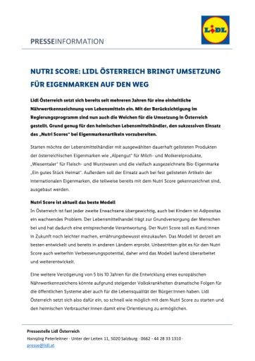 Vorschau Bild von PDF- Pressemitteilung Lidl Österreich