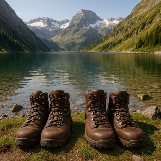 Vorschau Bild von Symbolbild für Gemeinsamkeit und Verbindung. Zwei idente Paare
Wanderschuhe am Ufer des Tappenkarsees