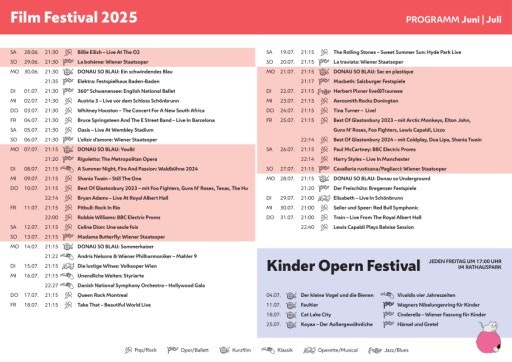 Vorschau Bild von Programmübersicht des 35. Film Festival auf dem Wiener Rathausplatz.