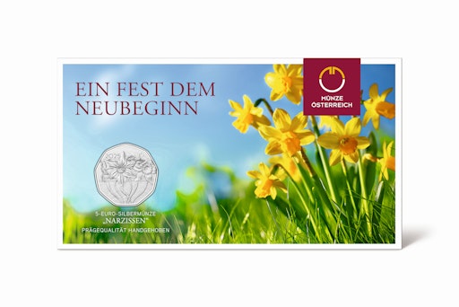 Vorschau Bild von Narzissenmünze in Silber in Geschenksverpackung