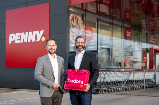 Penny Geschäftsführer Kai Pataky und foodora Geschäftsführer
Alexander Gaied