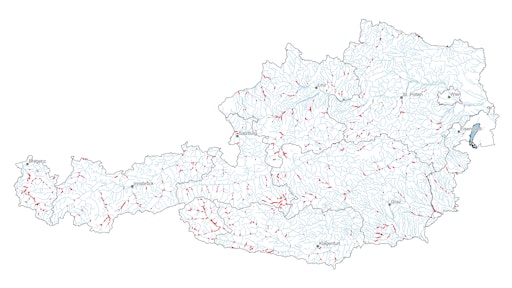 Österreichkarte mit Beschleunigungsgebieten