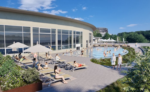 Vorschau Bild von Mit dem Spatenstich zum Umbau des Außenbereichs am 24. Juni
startet das Resort nun in die Umsetzungsphase nach der Übernahme
durch die neue Eigentümer- und Betreiber-Gemeinschaft von Land
Burgenland und der GMF.