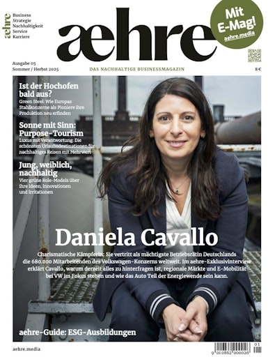 VW-Betriebsratsvorsitzende Daniela Cavallo auf dem Cover des
aehre-Magazins (Juni 2025)