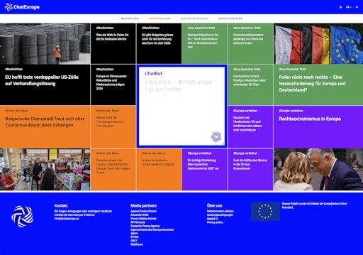  dpa startet am 24. Juni gemeinsam mit 14 anderen europäischen
Partnern das Projekt ChatEurope. Der erste Chatbot für europäischen
Nachrichten chateurope.eu gibt Bürgerinnen und Bürger faktenbasierte
Antworten zu europäischen Themen. // Weiterer Text über ots und
www.presseportal.de/nr/179927 / Die Verwendung dieses Bildes für
redaktionelle Zwecke ist unter Beachtung aller mitgeteilten
Nutzungsbedingungen zulässig und dann auch honorarfrei.
Veröffentlichung ausschließlich mit Bildrechte-Hinweis.