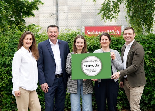 v.l.n.r.: Romy Marie-Therese Gruber (Compliance), Andreas
Gasteiger (Geschäftsführer), Viktoria Freimüller (Recht &
Compliance), Marianne Schmid (Nachhaltigkeits- und ESG-Management)
und Sebastian Mösl (Geschäftsführer)