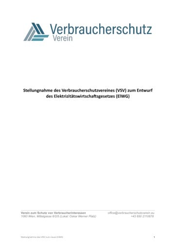  Stellungnahme des VSV auf der Website des Parlaments
