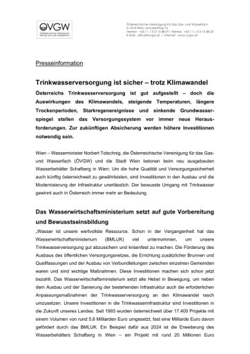 Vorschau Bild von Trinkwasserversorgung ist sicher – trotz Klimawandel