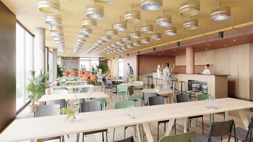 Vorschau Bild von Ein großer Bereich im vierten Stock bietet Platz für das
gemeinsame Mittagessen und darüber hinaus für Besprechungen in
flexibler Größe.