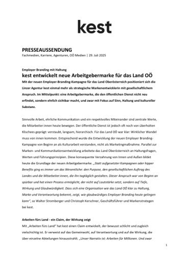 Vorschau Bild von kest entwickelt neue Arbeitgebermarke für das Land OÖ: Employer Branding mit Haltung