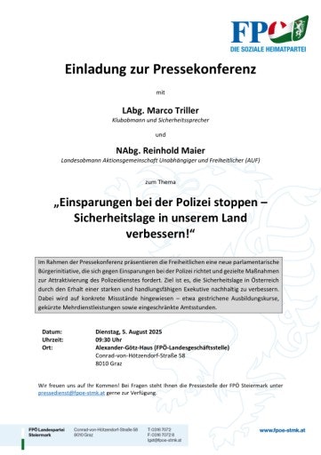  Einladung zur Pressekonferenz am 05. August 2025
