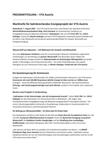 Vorschau Bild von Pressemitteilung Hydropower VTA Austria