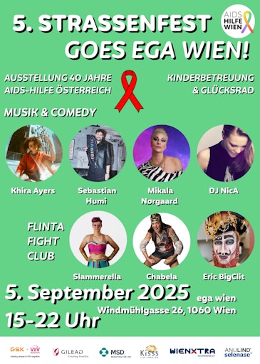 Vorschau Bild von 5. Straßenfest der AIds HIlfe Wien im ega. frauen im zentrum.5.9.
ab 15.30 Uhr, Eintritt frei.