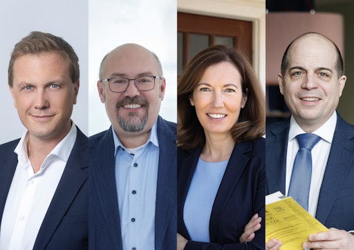 Das Konsortium der UBIT Wien: v.l.n.r.: Martin Puaschitz, Obmann
der Fachgruppe / Rüdiger Linhart, Berufsgruppensprecher IT /
Elisabeth Babnik, Berufsgruppensprecherin Unternehmensberatung /
Thomas Stefan Wurst, Berufsgruppensprecher Buchhaltung
