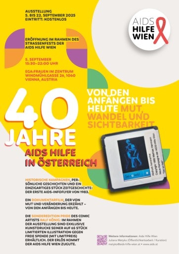 Vorschau Bild von Ausstellung 40 Jahre AIDS-Hilfe in Österreich. 5.9.2025, ega: frauen im zentrum, 1060 Wien