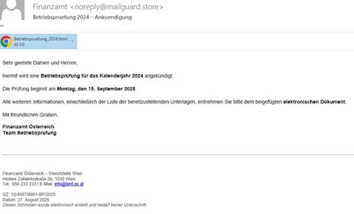  Beispiel für die Gestaltung eines Phishing-Mails
