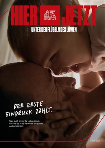  Die neue Markenkampagne „HIER & JETZT“ der Generali ist auf
diversen Kanälen in Österreich sichtbar – von TV, Online bis hin zu
Print und Out-of-Home-Platzierungen.