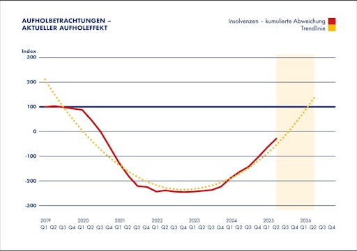Aktueller Aufholeffekt der österreichischen Insolvenzentwicklung
im Zeitraum Q1 2019 bis Q2 2025