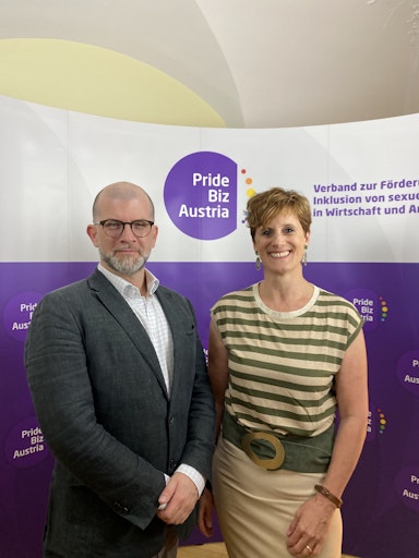 Präsident und Vizepräsidentin Pride Biz Austria