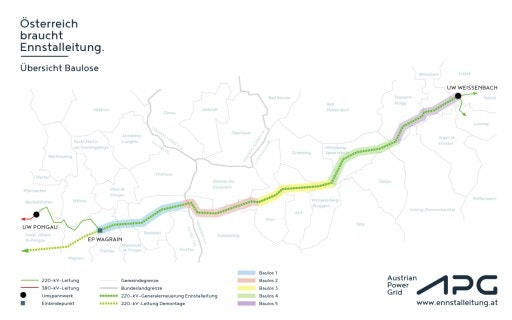 Vorschau Bild von Übersicht Baulose Ennstalleitung