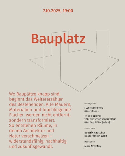 Wie können wir im Klimawandel mit dem Bestehenden weiterbauen,
umbauen, neue Zwischenräume schaffen? Der Wiener Städtische
Versicherungsverein und die ZV Architekt:innen laden auch heuer zu
drei Abenden, die aktuelle Fragen von Stadtumbau, Wohnen und
Lebensumfeld in den Fokus rücken.Internationale Architekturbüros und
Vertreter:innen der Stadt Wien diskutieren anhand konkreter Projekte
über die Chancen und Grenzen des Weiterbauens – immer im Dialog mit
dem Publikum.
