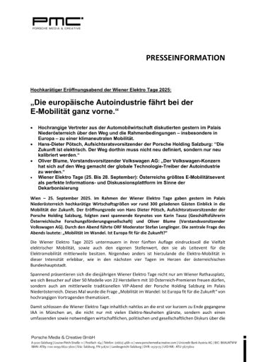 Vorschau Bild von Presseaussendung VIP-EVENT Wiener Elektro Tage 2025