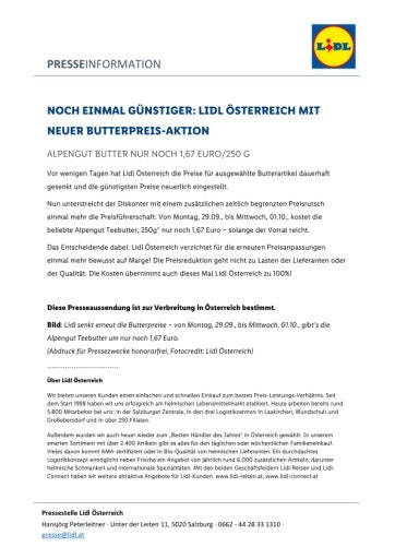 Vorschau Bild von Presseaussendung Butteraktion