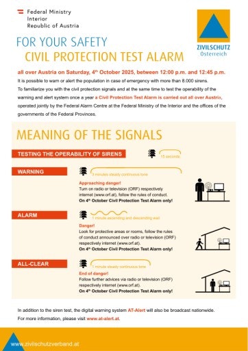 Vorschau Bild von Zivilschutzalarm - Plakat A4 Englisch