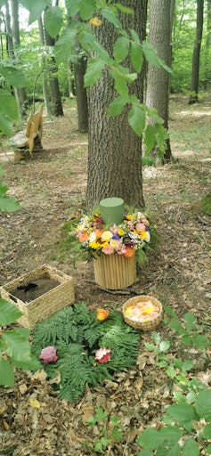 Vorschau Bild von Liebevolle Dekoration bei einer Baumbestattung im Wald der
Ewigkeit