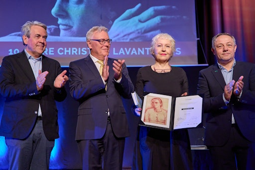 Vorschau Bild von Ulrike Draesner mit Manfred Müller, Hans Gasser und Alexander
Tarzi (KELAG)