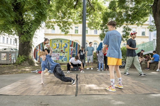 Die von der WiG-geförderte Initiative „Let´s break together“ mit
Breakdance und Beatbox war bei Kindern und Jugendlichen in
Rudolfsheim-Fünfhaus ein beliebtes Angebot.