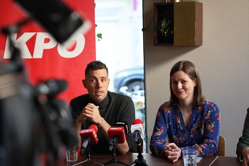  KPÖ-Fotoarchiv: KPÖ-Bundessprecher Tobias Schweiger und KPÖ
Wien-Landessprecherin Barbara Urbanic.