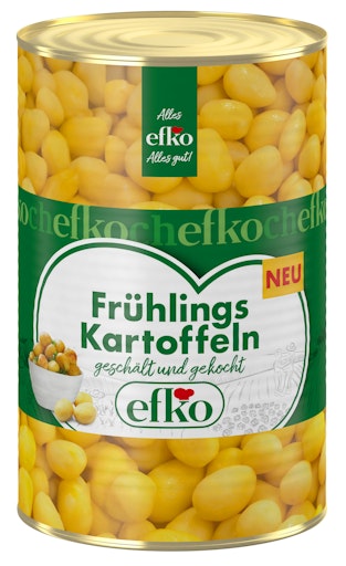 Servierfertig für die Gastronomie: Die efko Frühlings Kartoffeln
in der stapelbaren 5-l-Dose sind ab sofort im Gastronomie-Großhandel
erhältlich.