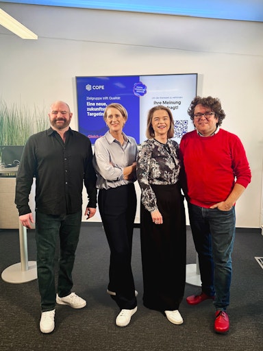 v.l.n.r. Stephan Dangl (philoro) sowie Nicola Dietrich, Maresa
Wolkenstein und Markus Lauscher (COPE)