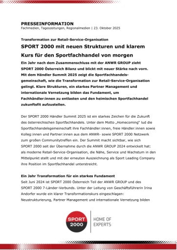 Vorschau Bild von SPORT 2000 mit neuen Strukturen und klarem Kurs für den Sportfachhandel von morgen.