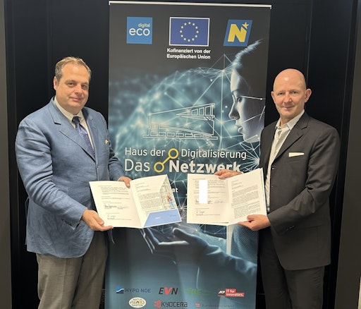Die Danube Private University (DPU) und das Haus der
Digitalisierung (HdD) in Tulln haben eine langfristige Partnerschaft
geschlossen, um den Bildungsstandort Niederösterreich nachhaltig zu
stärken. Im Zentrum der Kooperation steht der Aufbau einer Digitalen
Akademie. Im Bild: DPU-Direktor Robert Wagner MA (links) und "Haus
der Digitalisierung“ -Geschäftsführer Claus Zeppelzauer