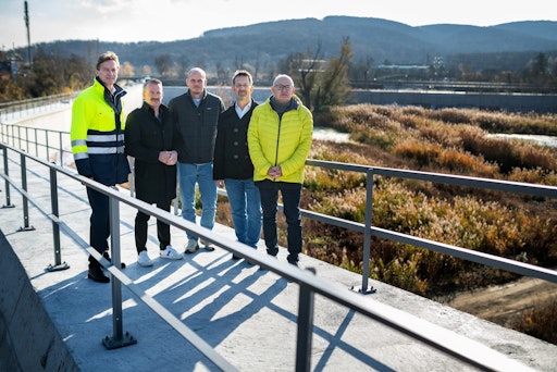 v.l.n.r.: Gerald Loew (MA 45 – Wiener Gewässer), Haimo Primas
(Vereinigung der Österreichischen Zementindustrie), Stefan Pagger
(PULSE Engineering), Anton Glasmaier (Beton Dialog Österreich),
Martin Jank (Wiener Gewässer Management)