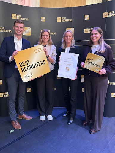 Vorschau Bild von Das Mavie Med HR Team freut sich über das Best Recruiters
Gütesiegel in Gold 2025