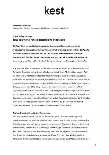Vorschau Bild von City-Branding für Steyr: kest positioniert traditionsreiche Stadt neu