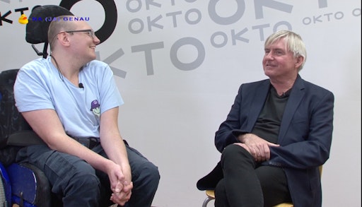 Moderator Marcell Vala (links) mit OKTO Geschäftsführer Christian
Jungwirth